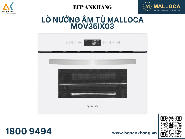 Lò nướng âm tủ Malloca MOV35IX03 - Màu trắng